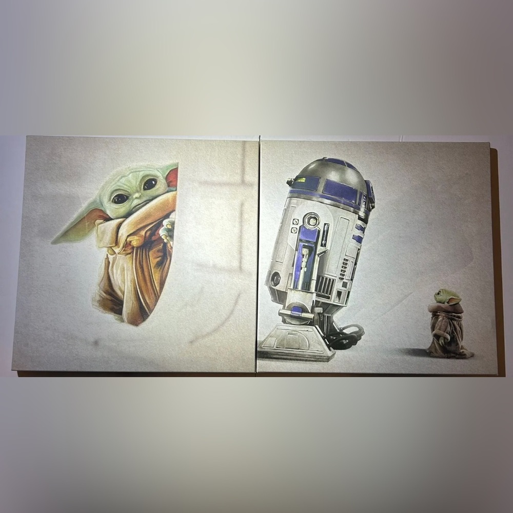 Collectable Disney Star Wars Baby Yoda and R2D2 Canvas Art, Set Of 2